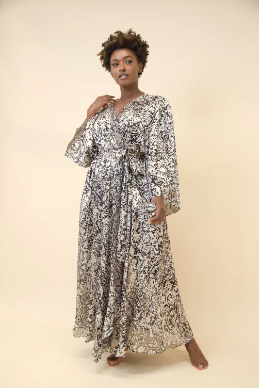 Classic Women's Fashion Y2K Nostalgic Fashion Look Silk Burnout Robe