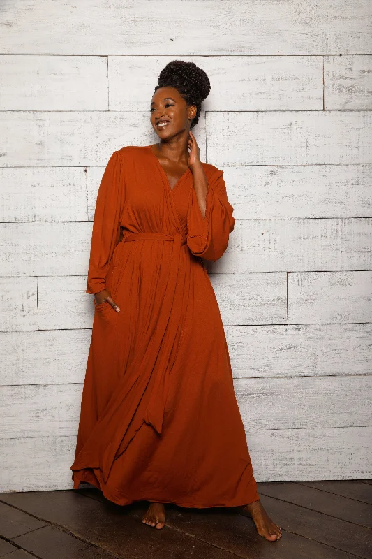 Elegant Styles Chic Allure PLUS SIZE NUTMEG ROBE- JIBRI