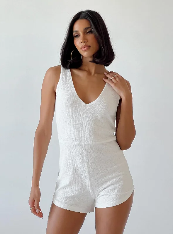 Boutique Styles Dreamy Draping Serena Romper White