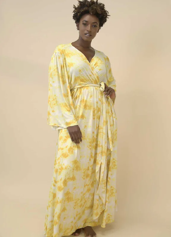 High End Women's Wear Coastal Beach - Inspired Style Yellow Swirl Robe